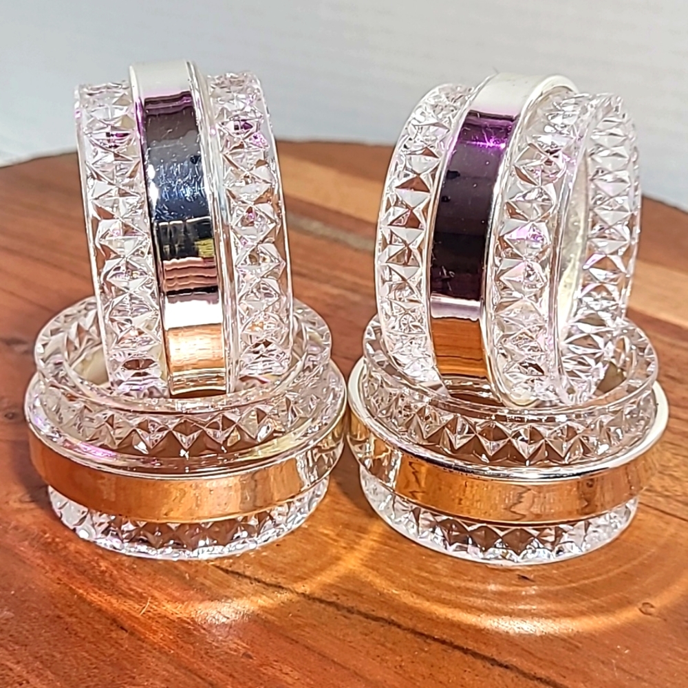 Vintage Crystal Napkin Rings set of 4 with Crome Ring Design